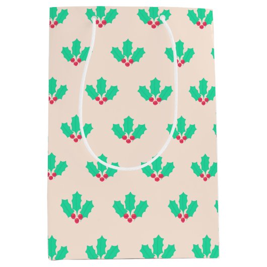 クリスマスホリーベリー ミディアムペーパーバッグ (正面)