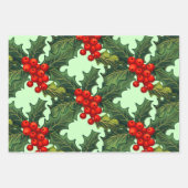 クリスマスホリーベリー ラッピングペーパーシート (正面)