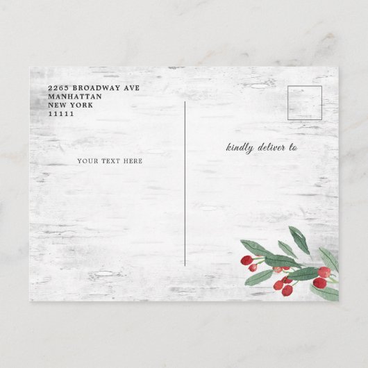 クリスマスホリーベリー&樺の木バーク引っ越しました 案内ポストカード (裏面)