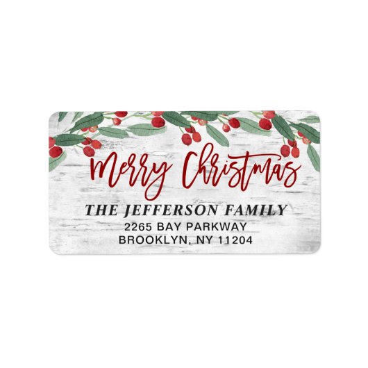 クリスマスホリーベリ素朴ー樺の木差出人住所 ラベル (正面)