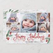 クリスマスホリーベリ素朴ー樺の木5 PHOTO シーズンカード (正面/裏面)