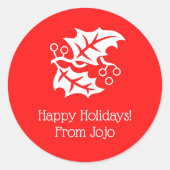 クリスマスホリーホリデーレッドホワイト4ヘレン ラウンドシール (正面)