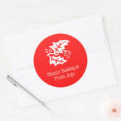 クリスマスホリーホリデーレッドホワイト4ヘレン ラウンドシール (封筒)