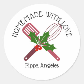 クリスマスホリーホームメイドと愛のベーキングラベル ラウンドシール