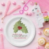 クリスマスホリーボタニカルグリーナリーホリデー ペーパープレート (パーティー)