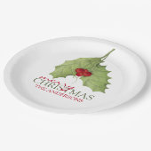 クリスマスホリーボタニカルグリーナリーホリデー ペーパープレート (アングル)