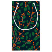 クリスマスホリーボタニカルグリーンリーカスタムズホリデー スモールペーパーバッグ (裏面)