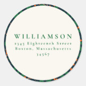 クリスマスホリーボタニカルグリーンリー差出人住所 ラウンドシール (正面)