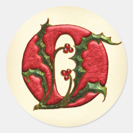 クリスマスホリーモノグラムOエンベロープシール ラウンドシール (正面)