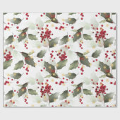 クリスマスホリーライトガーランドラッピング紙 ラッピングペーパー (フラット)