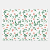 クリスマスホリーラッピング紙 ラッピングペーパーシート (正面)