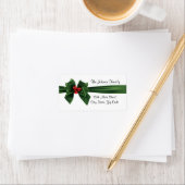 クリスマスホリーリボン住所 シール、カスタマイズ ラベル (インサイチュ)