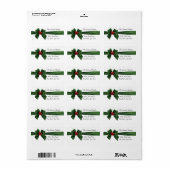 クリスマスホリーリボン住所 シール、カスタマイズ ラベル (フルシート)