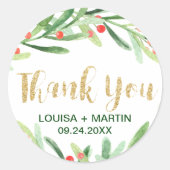 クリスマスホリーリースありがとう ラウンドシール (正面)