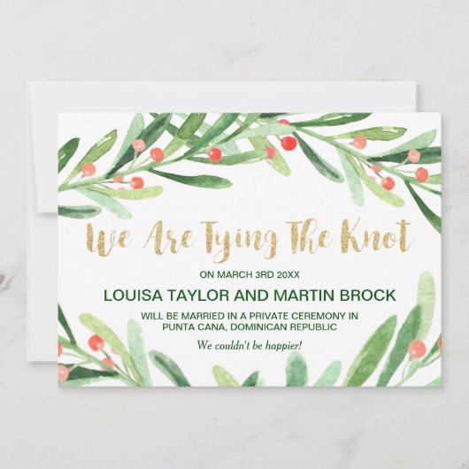 クリスマスホリーリースの駆け落ち発表 案内状 (正面)