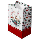 クリスマスホリーリースアカシカ ミディアムペーパーバッグ (正面アングル)