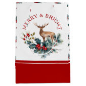 クリスマスホリーリースアカシカ ミディアムペーパーバッグ (正面)