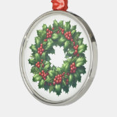 クリスマスホリーリースオーナメント メタルオーナメント (左)