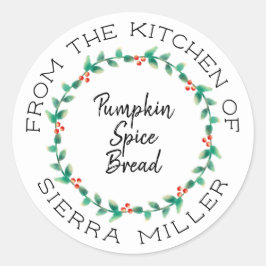 クリスマスホリーリースキッチントリートギフトラベル ラウンドシール