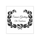 クリスマスホリーリースシーズンズグリーティングカスタム ラバースタンプ (インプリント)