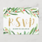 クリスマスホリーリースソング要求RSVPポストカード ポストカード (正面)