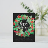 クリスマスホリーリースハッピーホリデーズブラックムービング 案内ポストカード (スタンド正面)