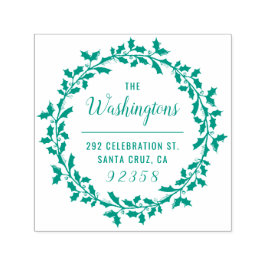 クリスマスホリーリースファミリー名差出人住所 セルフインキングスタンプ