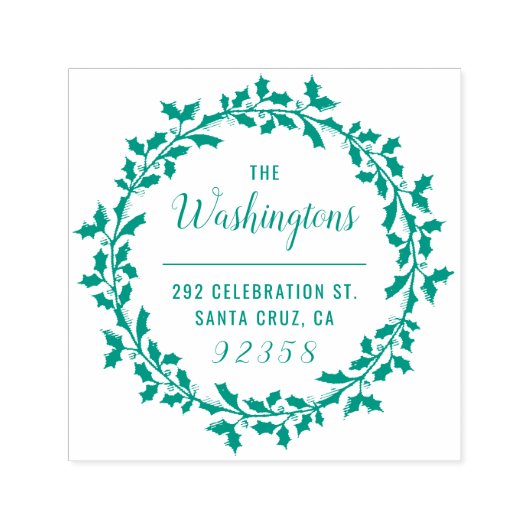 クリスマスホリーリースファミリー名差出人住所 セルフインキングスタンプ (デザイン)