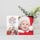 クリスマスホリーリースホリデーフォトコラージュ シーズンカード (スタンド正面)
