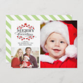 クリスマスホリーリースホリデーフォトコラージュ シーズンカード (正面/裏面)