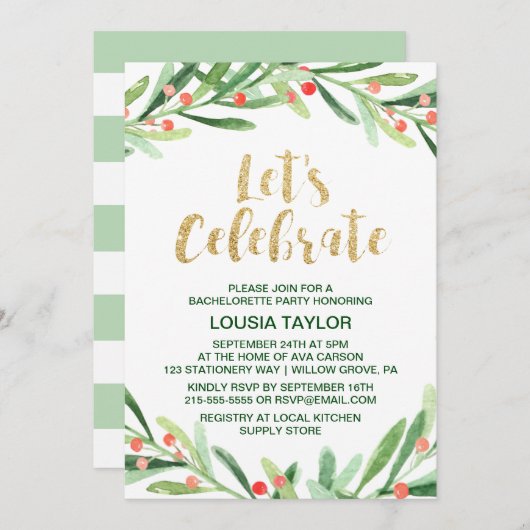 クリスマスホリーリースレッツ祝ー 招待状 (正面/裏面)