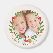 クリスマスホリーリース写真 マグネット (正面)