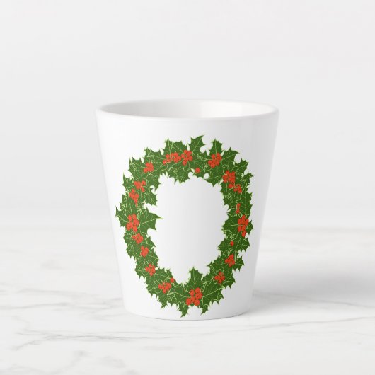 クリスマスホリーリース小 カフェラテマグ (正面)