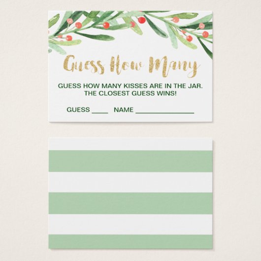 クリスマスホリーリース数を推測するキスカード (正面&裏面)