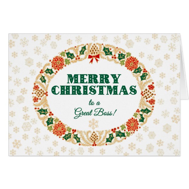 クリスマスホリーリース素晴らしボス、雪片 (正面横)