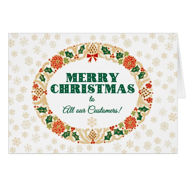 クリスマスホリーリース、お客様向けスノーフレーク (正面横)