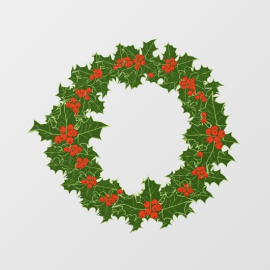 クリスマスホリーリース ウィンドウサイン (シート)