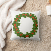 クリスマスホリーリース クッション (ブランケット)