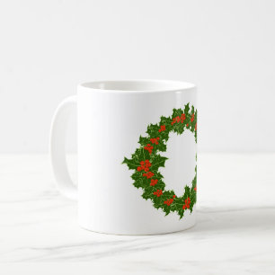 クリスマスホリーリース コーヒーマグカップ
