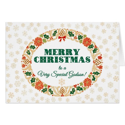 クリスマスホリーリース、ゴッドソン雪片 (正面横)