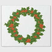 クリスマスホリーリース ラッピングペーパー (フラット)
