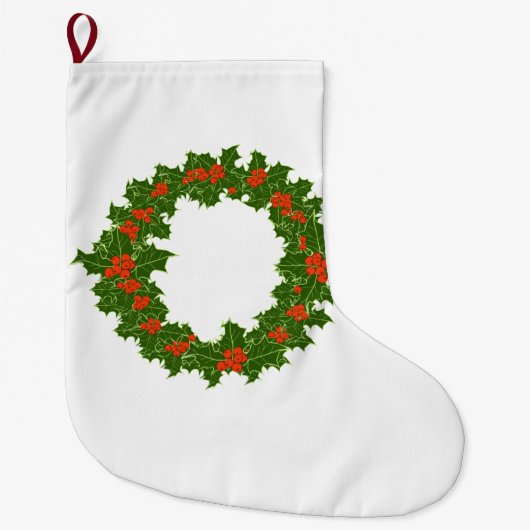 クリスマスホリーリース ラージクリスマスストッキング (正面)
