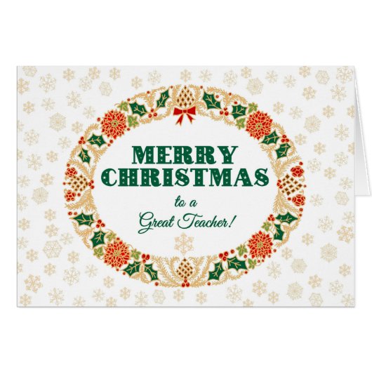 クリスマスホリーリース、先生雪片 (正面横)