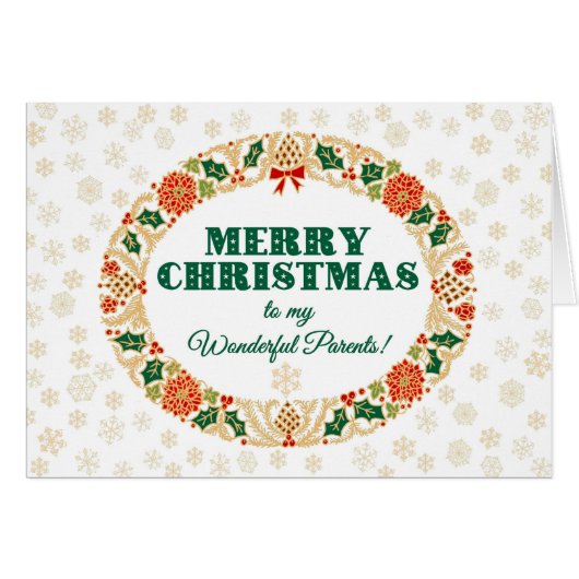 クリスマスホリーリース、親、雪片 (正面横)