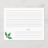 クリスマスホリーレシピカード (裏面)