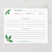 クリスマスホリーレシピカード (正面)