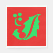 クリスマスホリーレッドグリーンクリスマス スタンダードランチョンナプキン (正面)