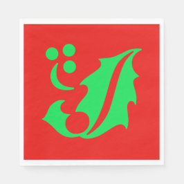 クリスマスホリーレッドグリーンクリスマス スタンダードランチョンナプキン