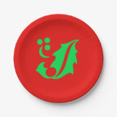 クリスマスホリーレッドグリーン4ゲリ ペーパープレート (正面)