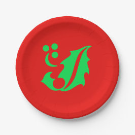 クリスマスホリーレッドグリーン4ゲリ ペーパープレート